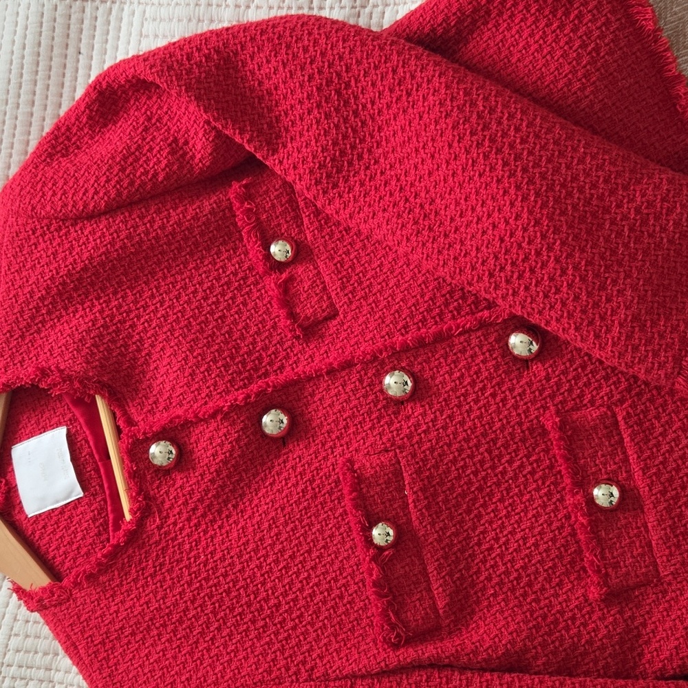 Mango Red Tweed Jacket - Picture 8 of 9
